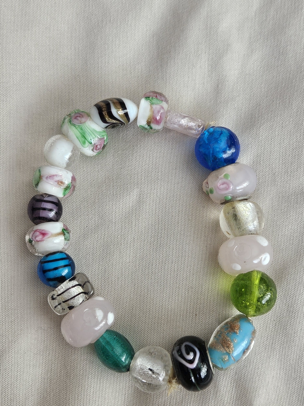 Artisan Multicolor Glass Bead Bracelet - Pink, Blue, Green & More